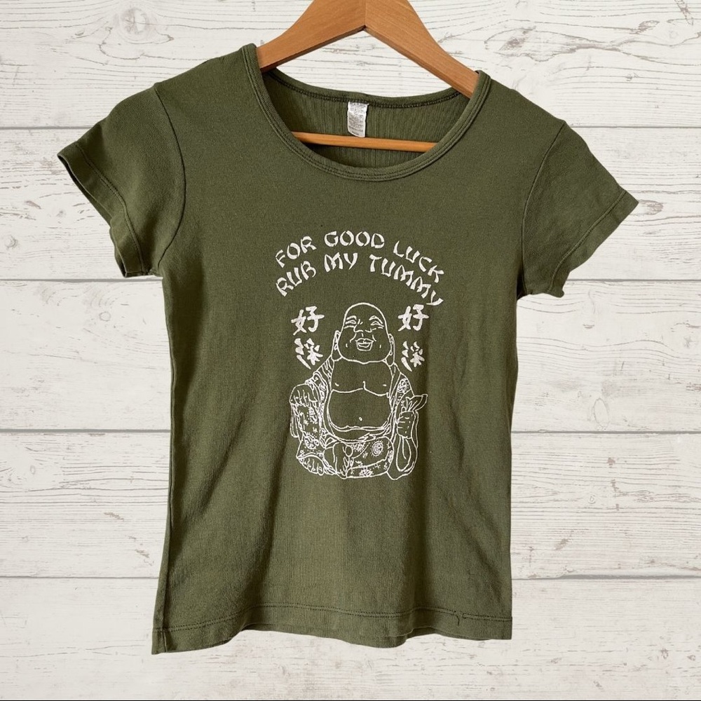 Urban Outfitters Happy Buddha Slim-fit Tee~ moss green~ GUC~ SIZE M